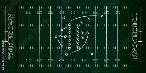 A tactical board with an American football chalk texture