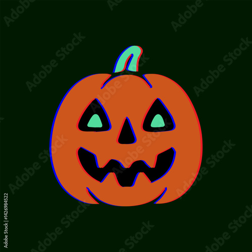 Orange pumpkin with wide frightened eyes and open mouth, full of cartoon terror.