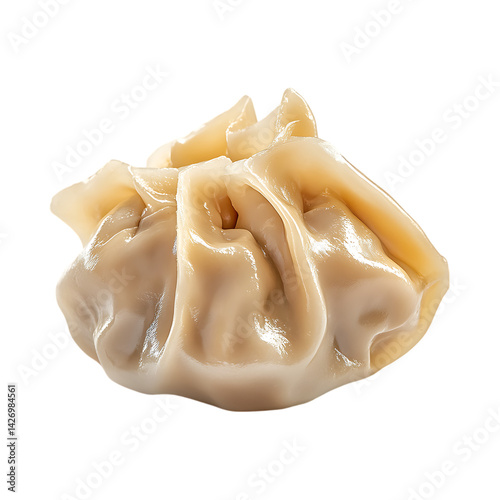 Single Steamed Momo (Dumpling) Against Transparent Background photo