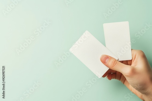 Blank cards held in hand