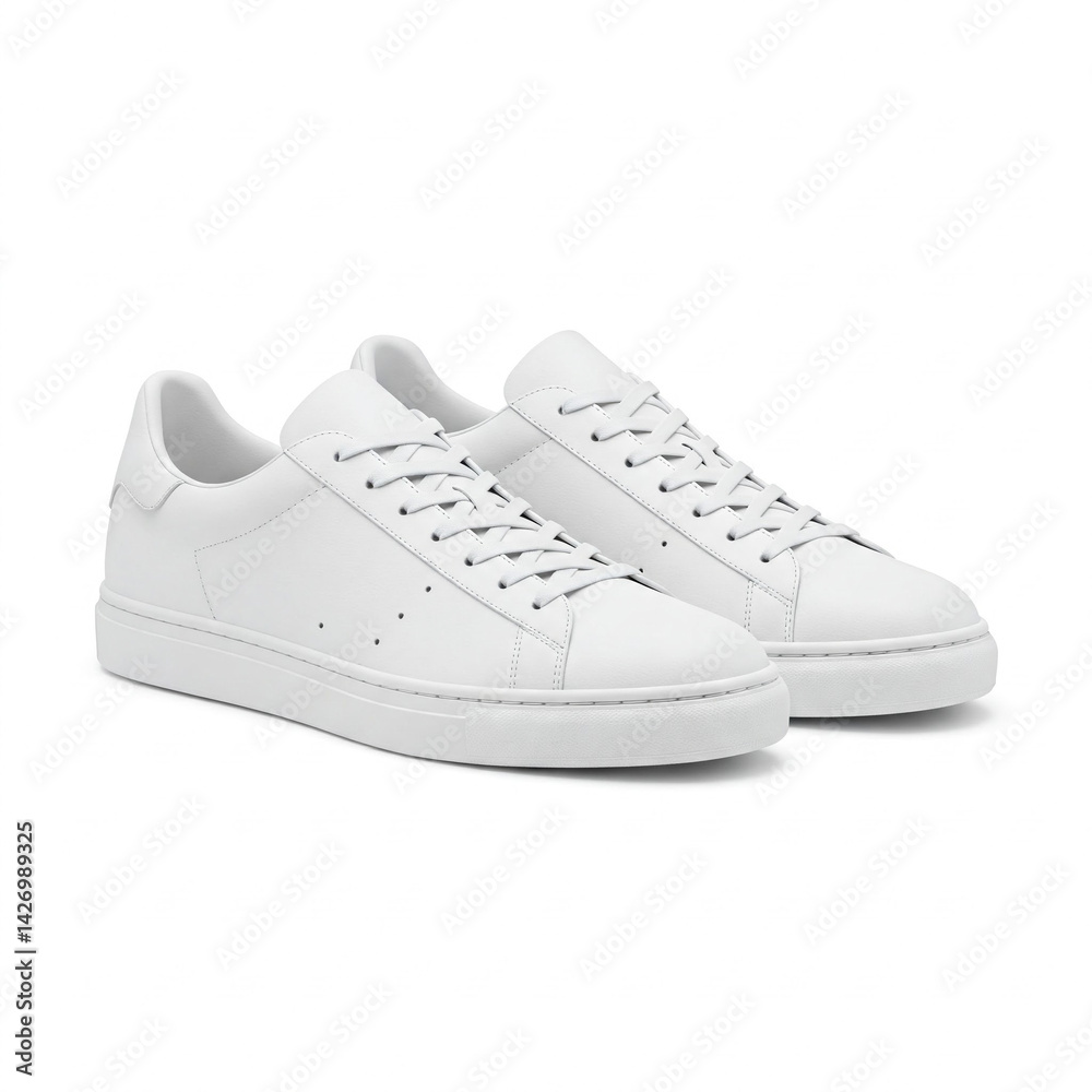 Neue weiße sneaker Schuhe freigestellt vor weißem Hintergrund Neue weiße sneaker Schuhe freigestellt vor weißem Hintergrund
