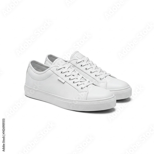 Neue weiße sneaker Schuhe freigestellt vor weißem Hintergrund