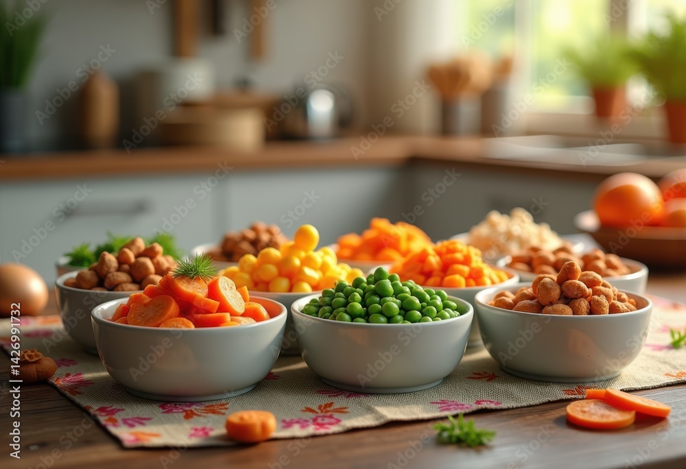 custom made wallpaper toronto digitalvibrant bowls healthy dog food textures featuring fresh ingredients colors patterns keep pet nutrition fresh, recipe, veggie, rice, meat, kibble, nourishing, snack