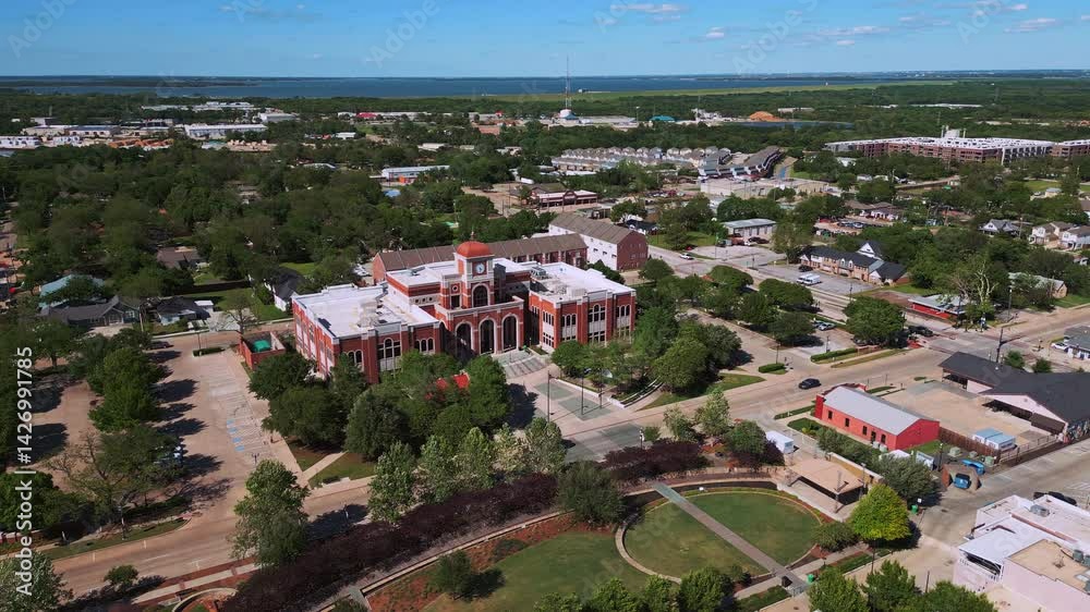 Wide Aerial of Downtown Lewisville Texas Wide Aerial of Downtown Lewisville Texas