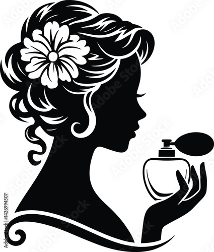 Woman silhouette, beautiful woman, graceful floral face tshirt design vector in white background.