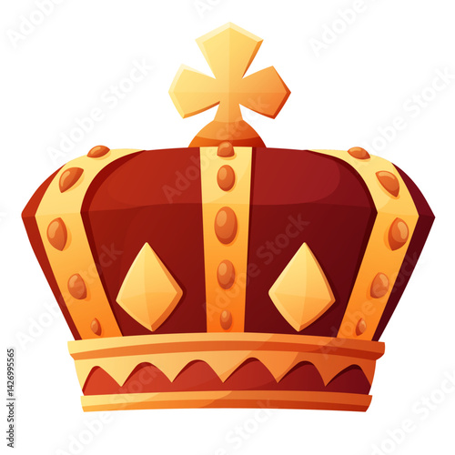 gold luxury royal crown with red velvet medieval style