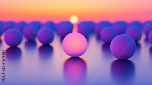 A single vibrant sphere stands out amidst a sea of similar ones.