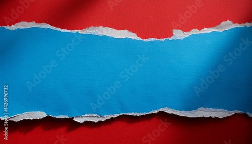 Wallpaper Mural ripped blue paper on red Torontodigital.ca