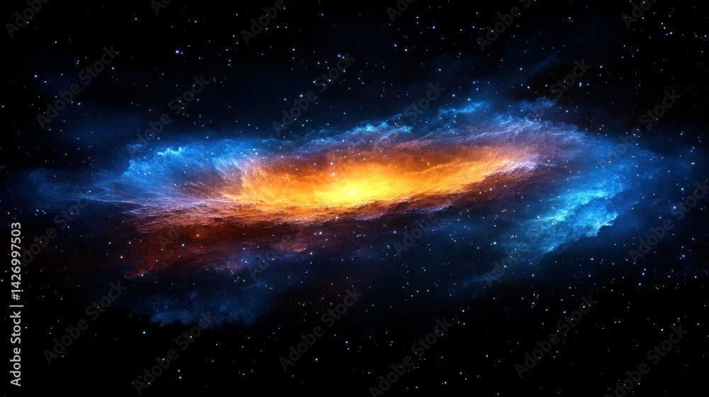 Fototapeta premium Cosmic nebula, vibrant colors, swirling energy