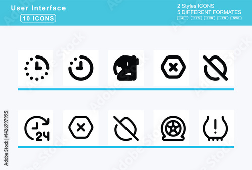 Set of 5 rounded user interface icons,time, forward, ten, half, past, oclock, quarter
