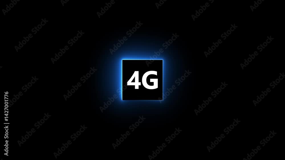 Abstract glowing neon 4g internet networking 4k animation, technology text icon in 4k motion video. isolated on black background. Abstract glowing neon 4g internet networking 4k animation, technology text icon in 4k motion video. isolated on black background.