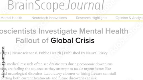 global crisis news article headline text animation