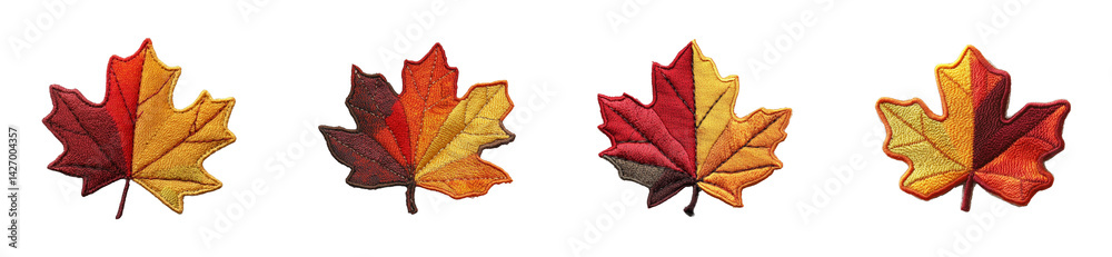 Fototapeta premium Autumn leaves falling nature scene colorful leaves. Patch set png