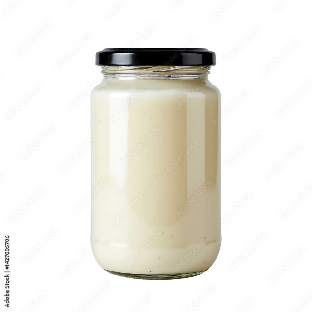 Fresh jar of creamy mayonnaise for meals. Fresh jar of creamy mayonnaise for meals.