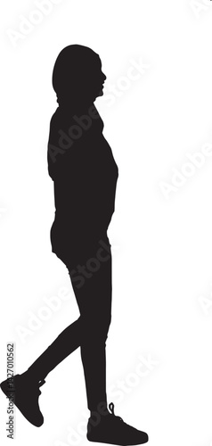 vector; silhouette side view of a woman with casual clothing and burka waling