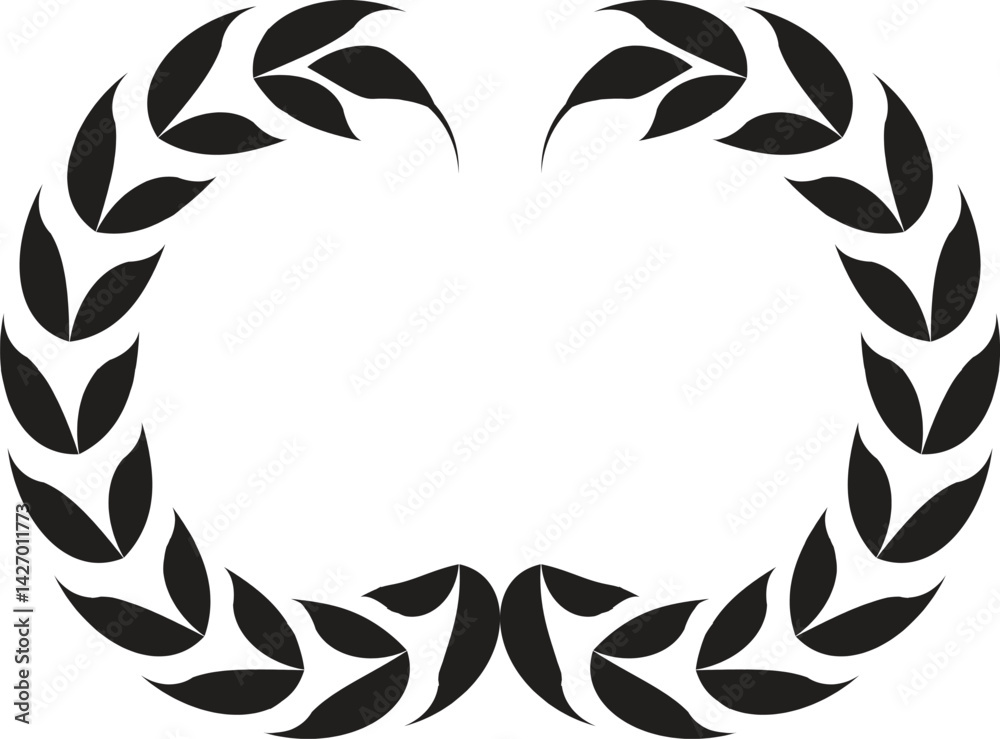 Fototapeta premium Set of wreaths and branches with leaves. Hand drawing laurel wreaths and branches collection. Laurels wreaths, swirls, twigs and flower ornaments. Herbs, love laurel wreaths 