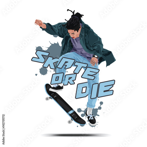 Skateboard player illustration art design vector