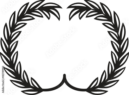 Set of wreaths and branches with leaves. Hand drawing laurel wreaths and branches collection. Laurels wreaths, swirls, twigs and flower ornaments. Herbs, love laurel wreaths
