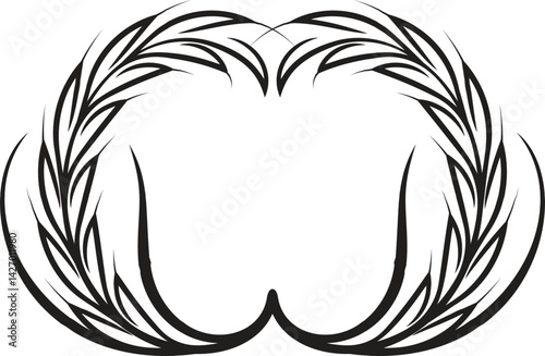 Set of wreaths and branches with leaves. Hand drawing laurel wreaths and branches collection. Laurels wreaths, swirls, twigs and flower ornaments. Herbs, love laurel wreaths
