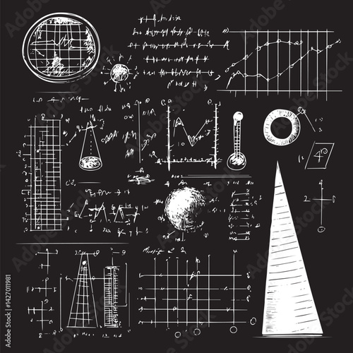 hand drawn sketch of an abstract mathematical graphs