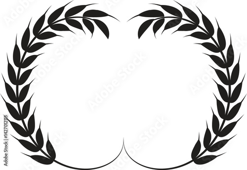 Set of wreaths and branches with leaves. Hand drawing laurel wreaths and branches collection. Laurels wreaths, swirls, twigs and flower ornaments. Herbs, love laurel wreaths
