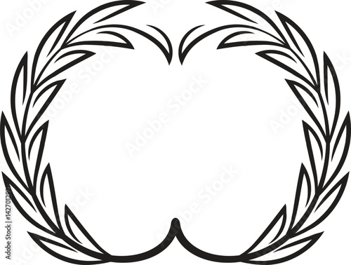 Set of wreaths and branches with leaves. Hand drawing laurel wreaths and branches collection. Laurels wreaths, swirls, twigs and flower ornaments. Herbs, love laurel wreaths
