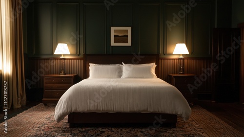 Cozy bedroom retreat stylish decor home environment tranquil atmosphere interior design concept photo