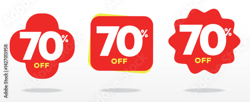 70% off. Offer, advertising, marketing, tag sale, value, marketing, shop. Commerce, promo, sell, shape, ticker price, sale,  business. Icon, set, sign, vector
