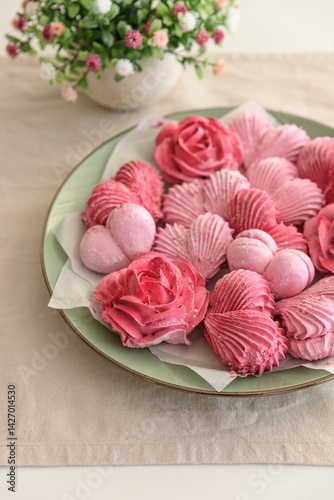 Wallpaper Mural Rose and heart shape marshmallow. Valentine's Day celebration Torontodigital.ca