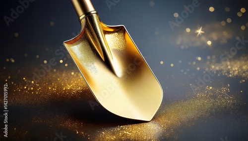 a ceremonial gold painted spade for a groundbreaking
