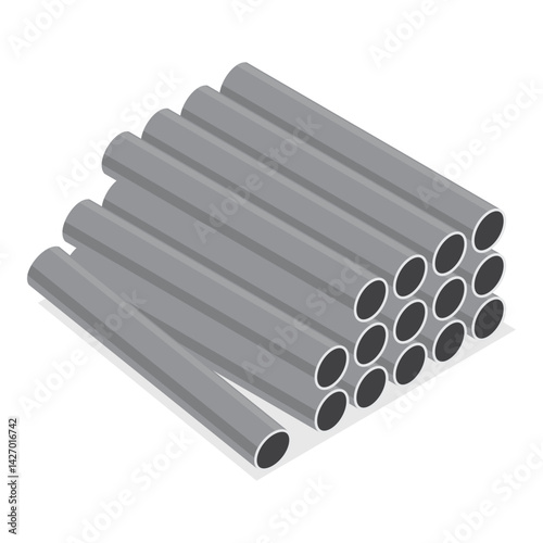 3D Isometric Flat Vector Set of Building Materials, Pile of Sand, Stones, Bricks, Concrete Mixer. Item 4