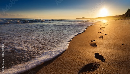 footsteps walking along the beach shoreline