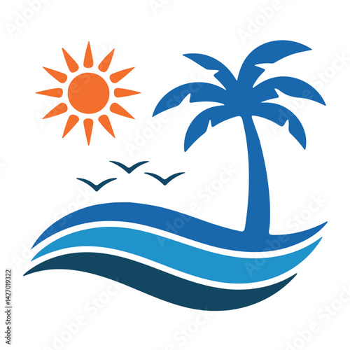 Colorful Tropical Vacation Logo Design