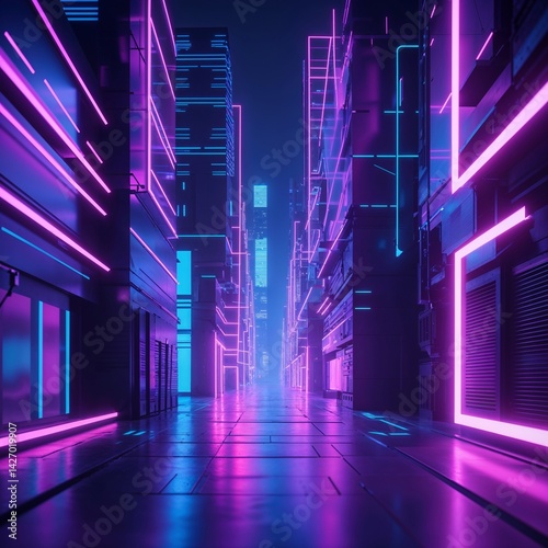 Abstract digital background with neon lights