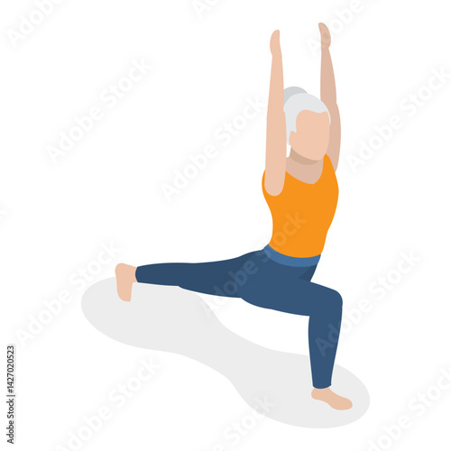 3D Isometric Flat Vector Illustration of Chakra Systems , Collection of Yoga Poses for Women. Item 24