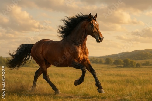 Majestic horse galloping freely.