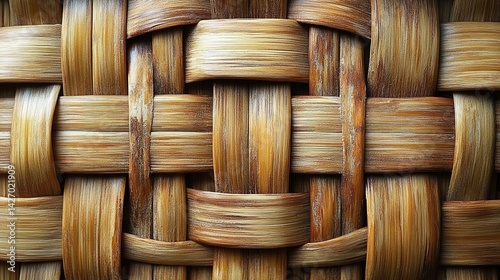 Intricate Woven Pattern of Natural Fibers in a Close-Up Macro Sh
