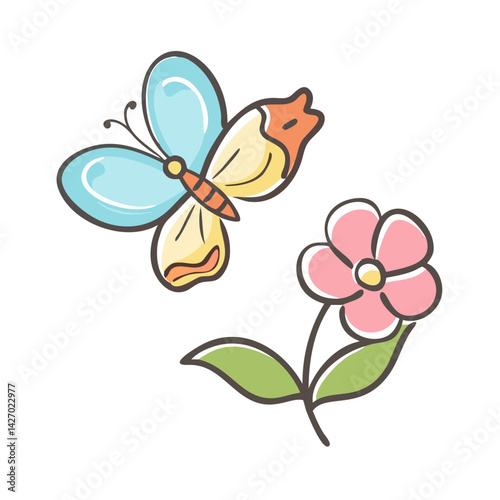 butterfly on flower icon, butterfly on flower vector illustration-simple illustration of butterfly on flower, perfect for butterfly on flower logos and icons