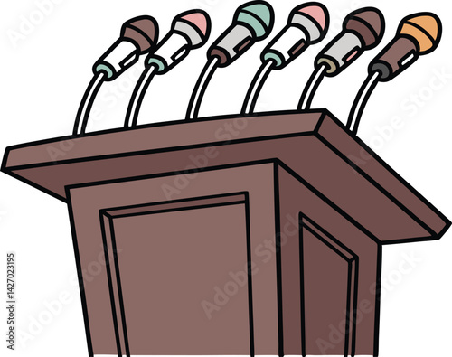 Podium with Multiple Microphones Illustration