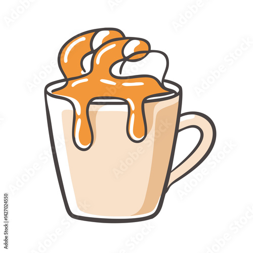 caramel drizzle on coffee icon, caramel drizzle on coffee vector illustration-simple illustration of caramel drizzle on coffee, perfect for caramel drizzle on coffee logos and icons