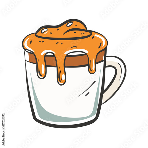caramel drizzle on coffee icon, caramel drizzle on coffee vector illustration-simple illustration of caramel drizzle on coffee, perfect for caramel drizzle on coffee logos and icons