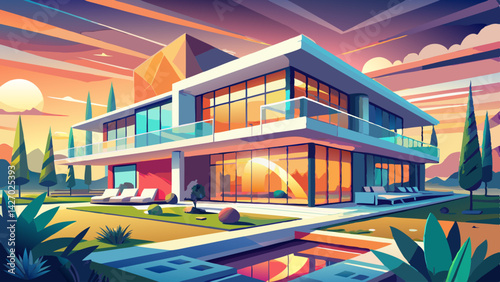 Very beautiful Sleek and Stunning Modern Architectural Masterpiece with Seamless Indoor Outdoor Living A visually captivating and technologically advanced residential design showcasing innovative use 