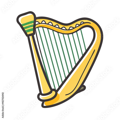 celtic harp icon, celtic harp vector illustration-simple illustration of celtic harp, perfect for celtic harp logos and icons