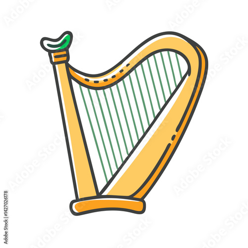 celtic harp icon, celtic harp vector illustration-simple illustration of celtic harp, perfect for celtic harp logos and icons