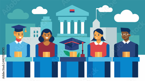A panel discussion on the impact of government policies on the mental health of students with high levels of student debt.. Vector illustration