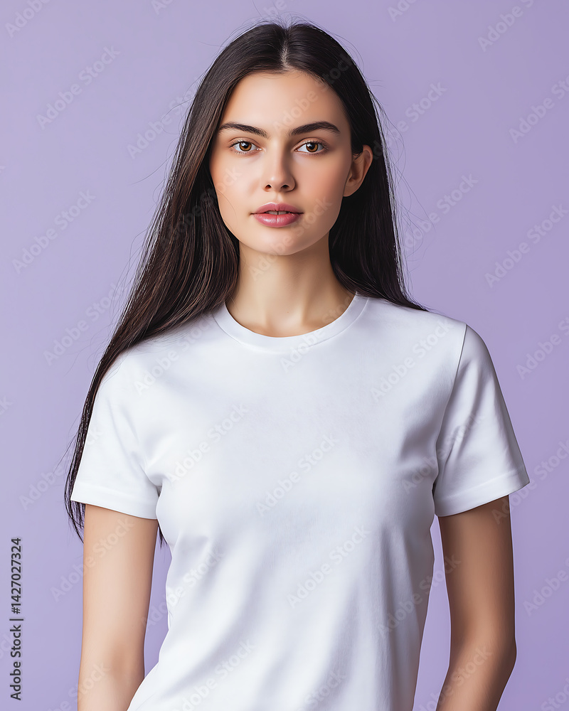 Fototapeta premium White t shirt mockup woman apparel clothing fashion style casual design