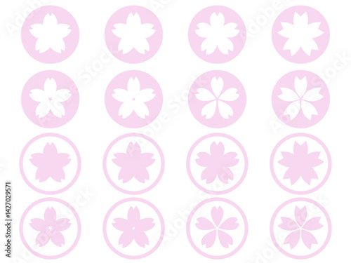 桜の花円型アイコンセット