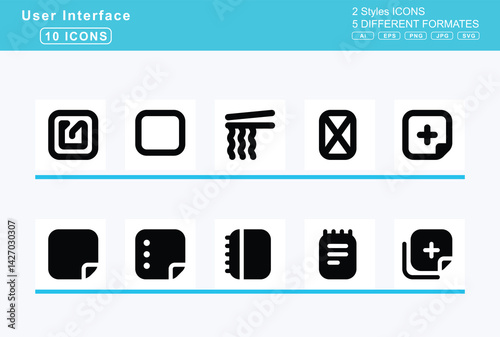 Set of 5 solid user interface icons,nfc, lock, magnifying, glass, pen, slash, trash
