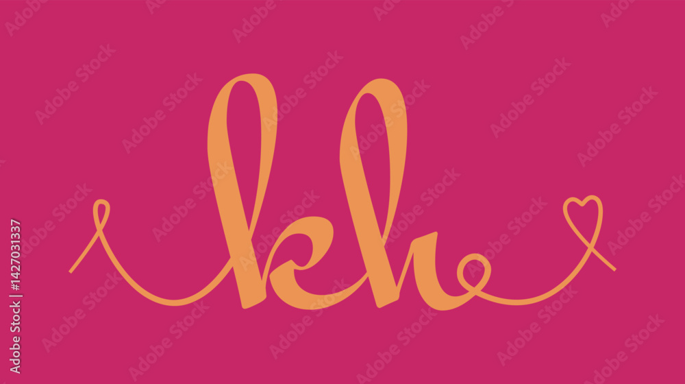 KH initial wedding monogram calligraphy vector illustration. Hand drawn lettering k and h love logo design for valentines day poster, greeting card KH initial wedding monogram calligraphy vector illustration. Hand drawn lettering k and h love logo design for valentines day poster, greeting card