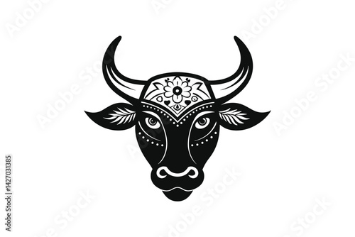 cow head isolated on white